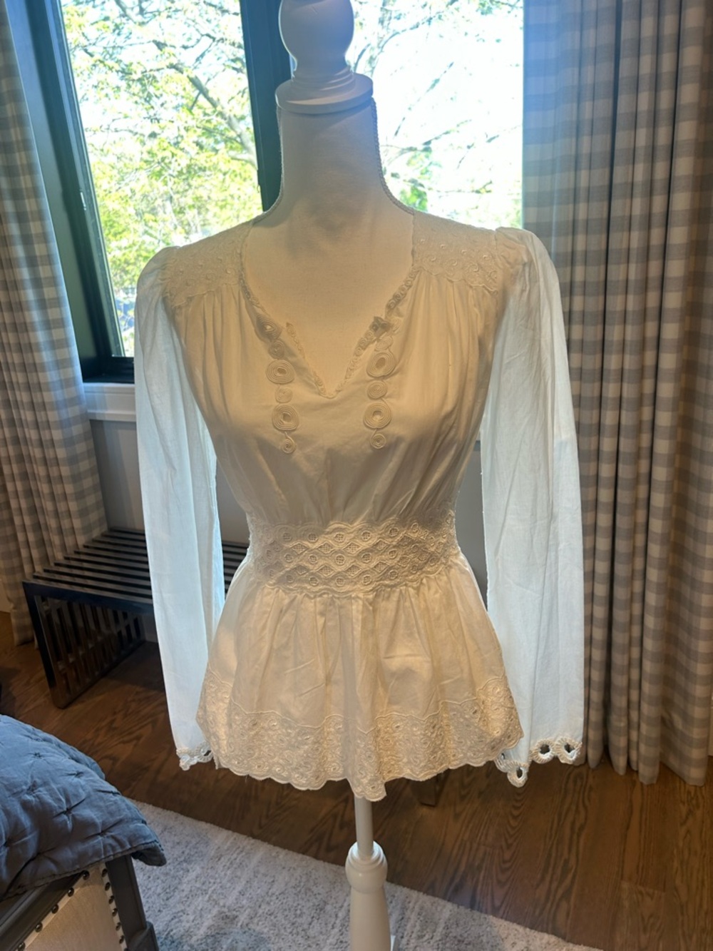 Catherine Malandrino white Lace Peplum Blouse